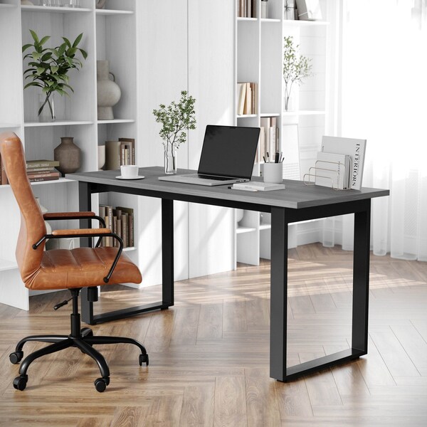 Flash Furniture Redmond 60x24 Conf Tbl w/1in. Thick Dbl Sided Laminate Tbl Top w/PVC and U-Frame Steel Bse, Gry Oak MT-M6024-LTGRY-UBF-GG - main